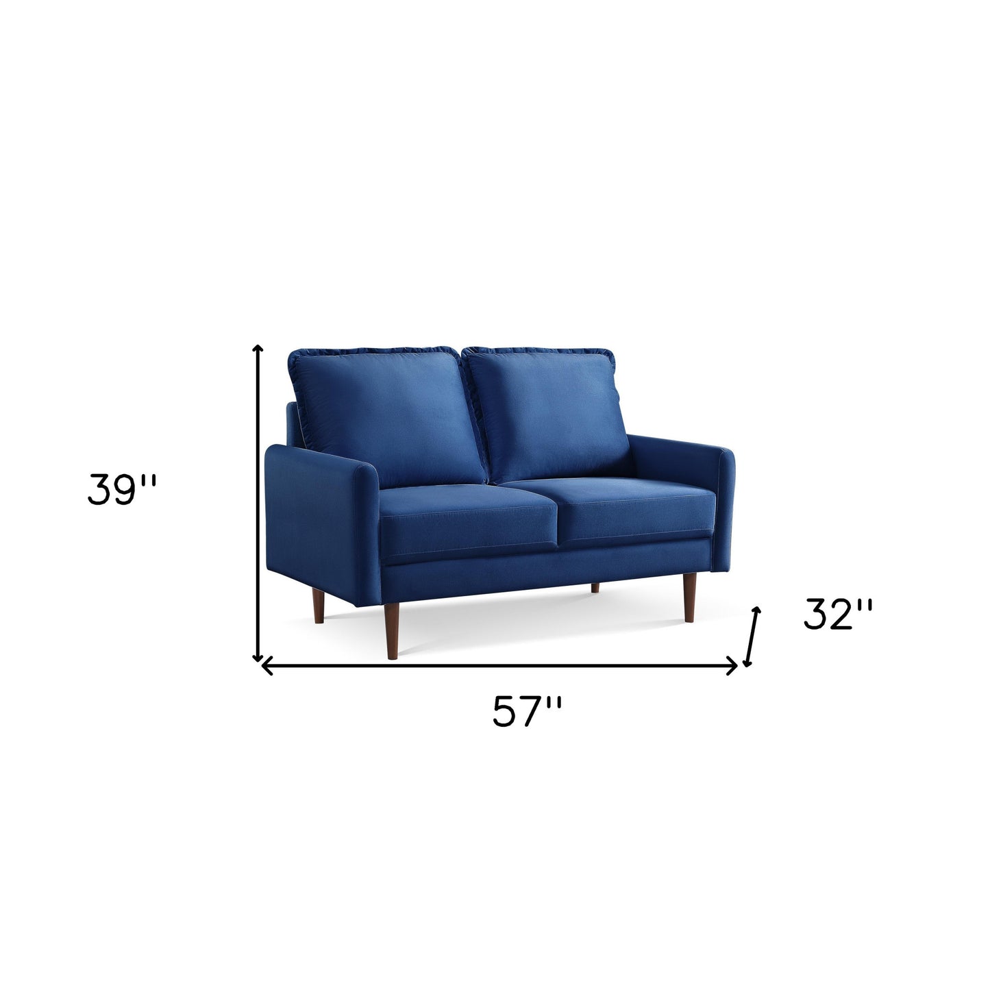 57" Blue And Dark Brown Velvet Loveseat-7
