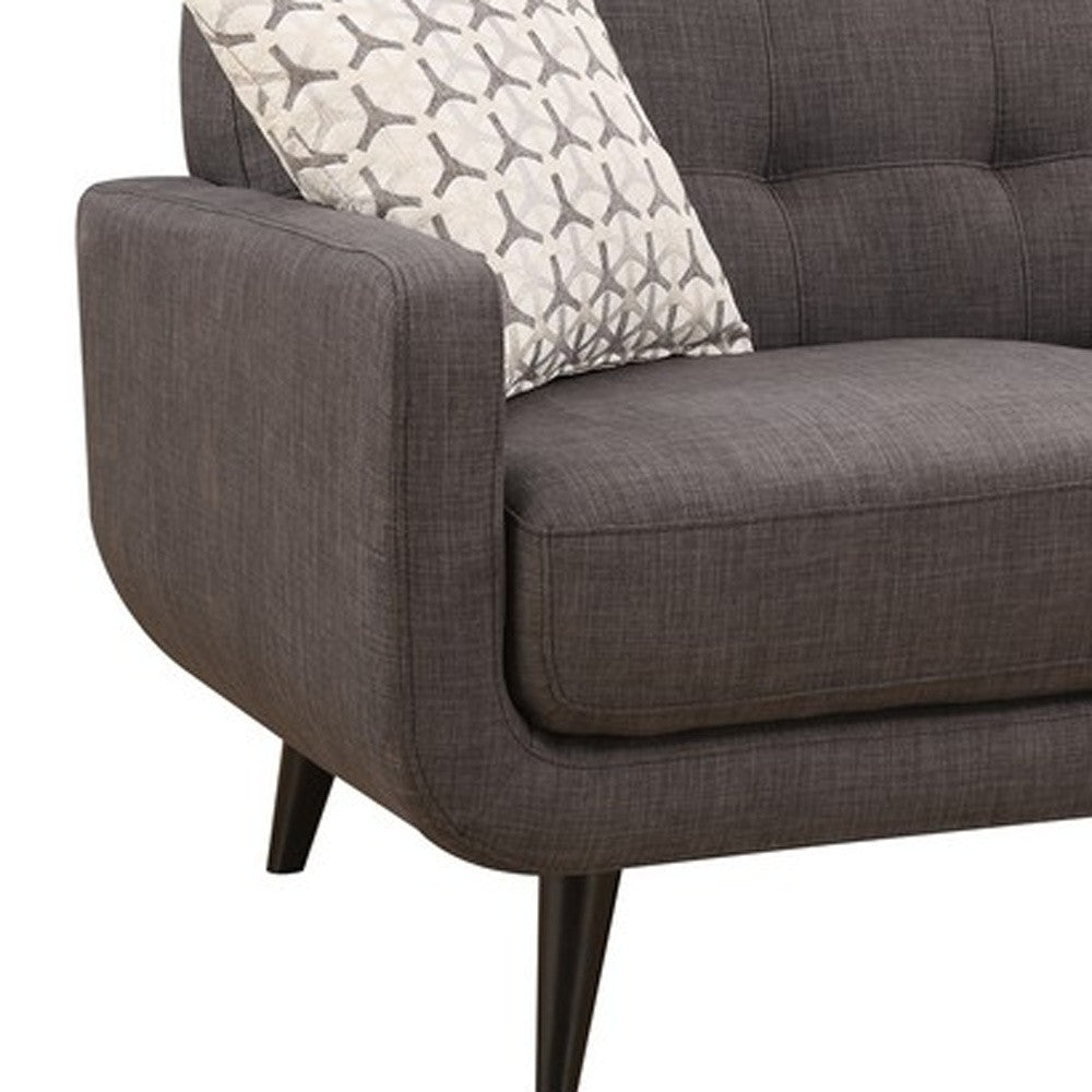 61" Charcoal And Black Loveseat and Toss Pillows-5