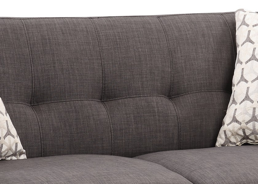 61" Charcoal And Black Loveseat and Toss Pillows-6