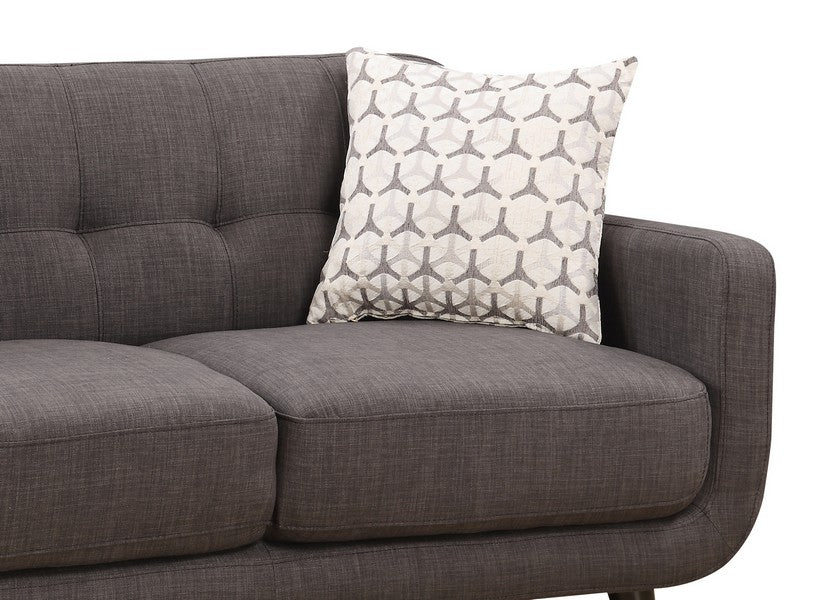 61" Charcoal And Black Loveseat and Toss Pillows-3