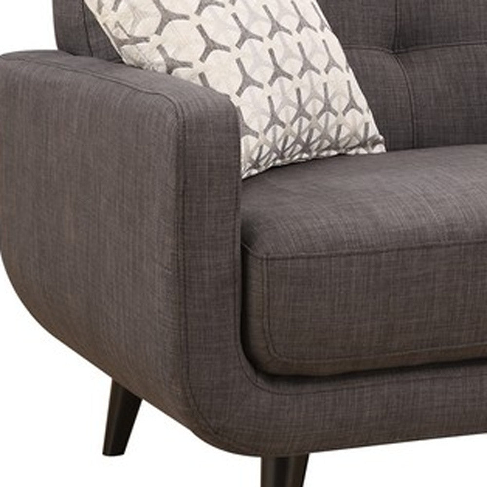 61" Charcoal And Black Loveseat and Toss Pillows-4