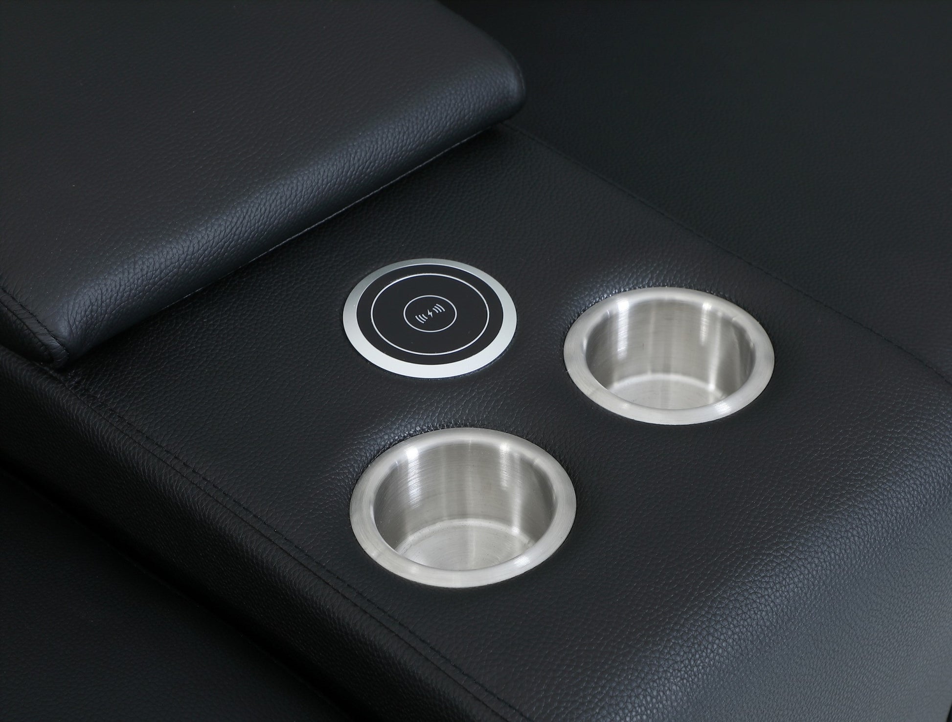 Black Italian Leather Power Reclining U Shaped Eight Piece Corner Sectional With Console-7