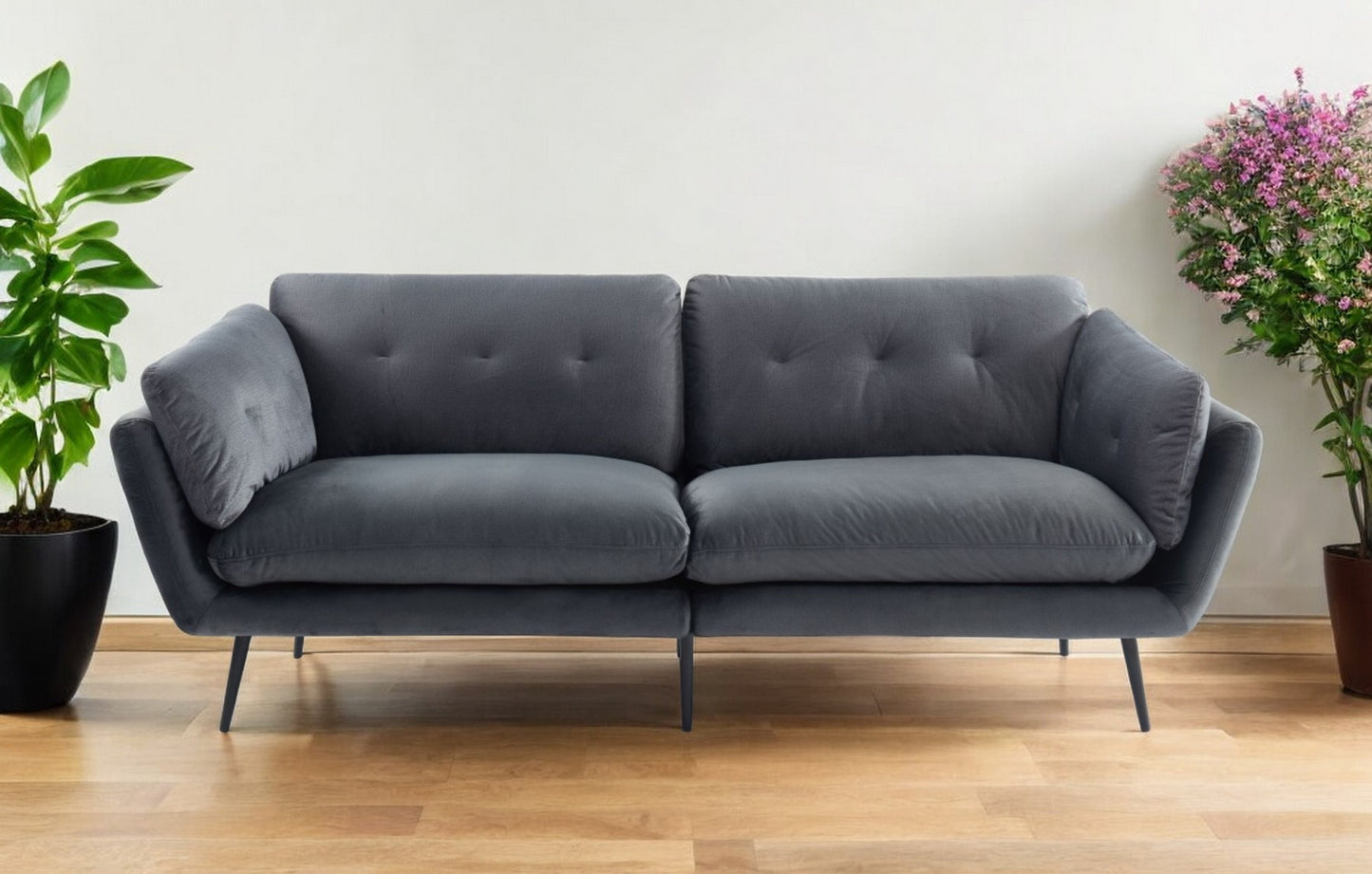 84" Dark Gray Sofa With Black Legs-0