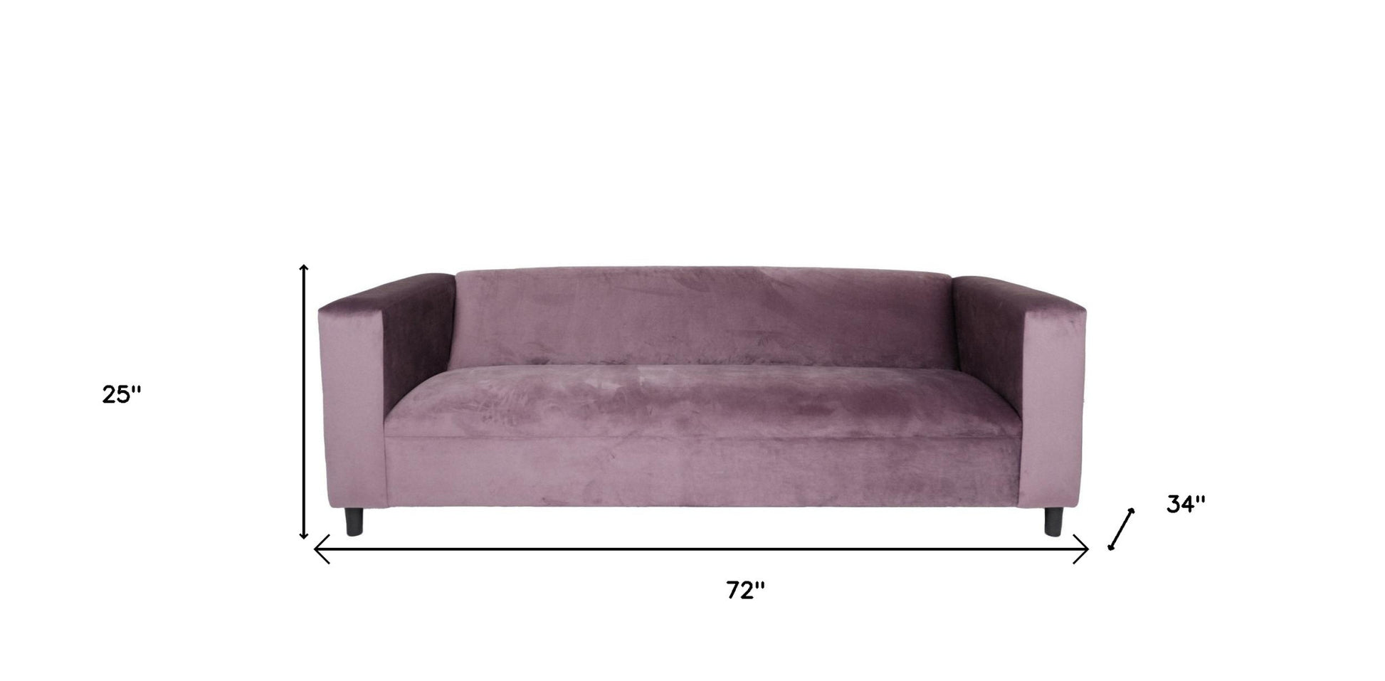 72" Lavender Velvet Sofa With Black Legs-4