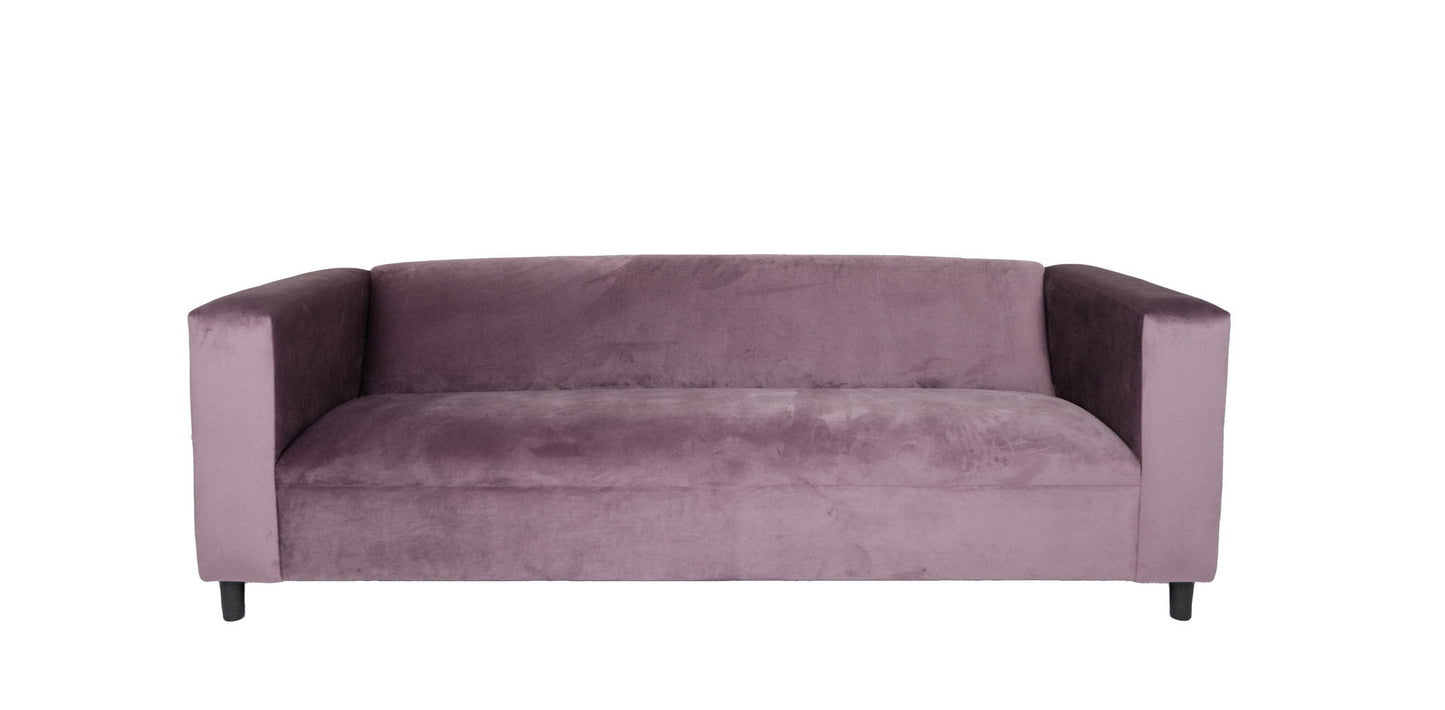 72" Lavender Velvet Sofa With Black Legs-3
