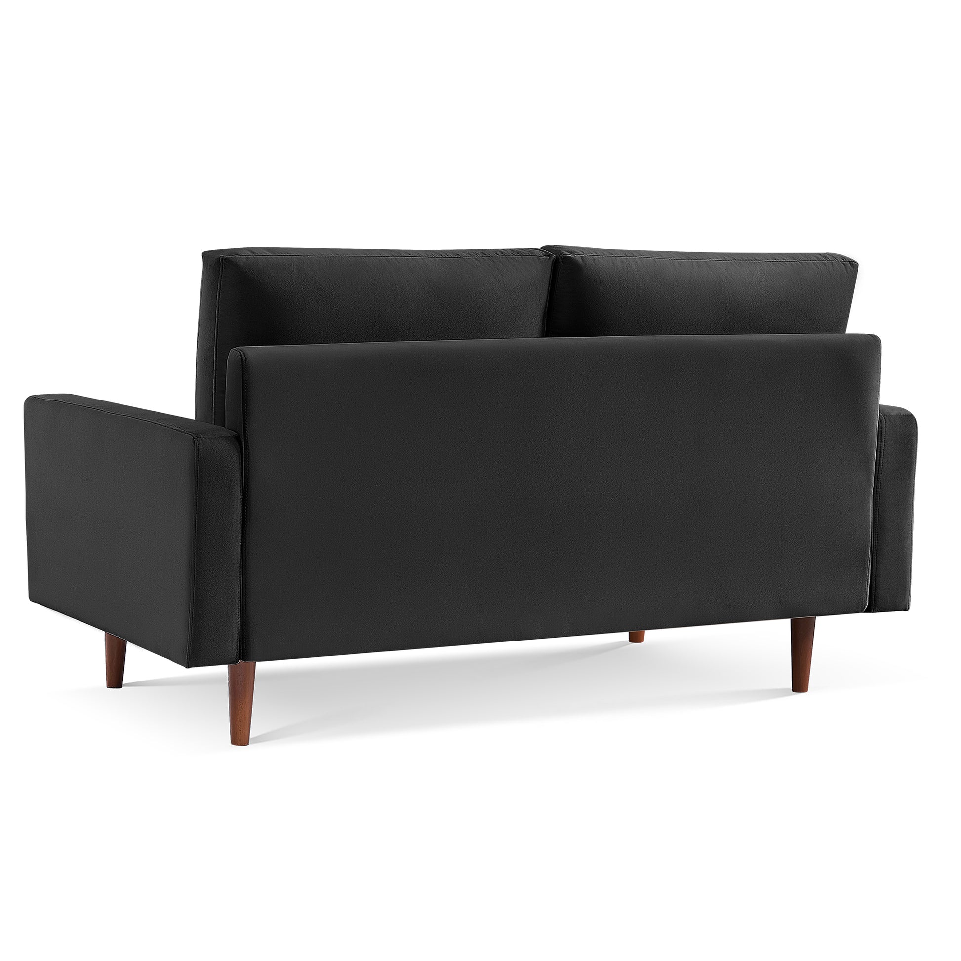 69" Black Velvet Sofa With Dark Brown Legs-4