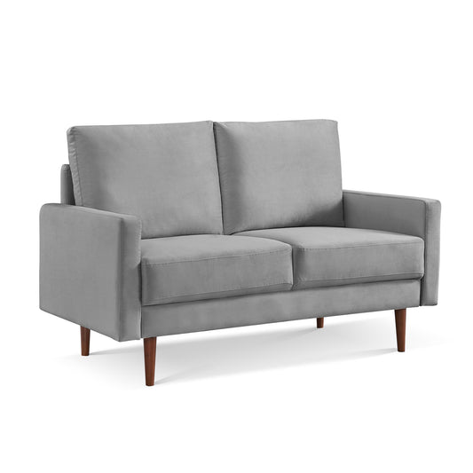 57" Gray And Dark Brown Velvet Loveseat-0