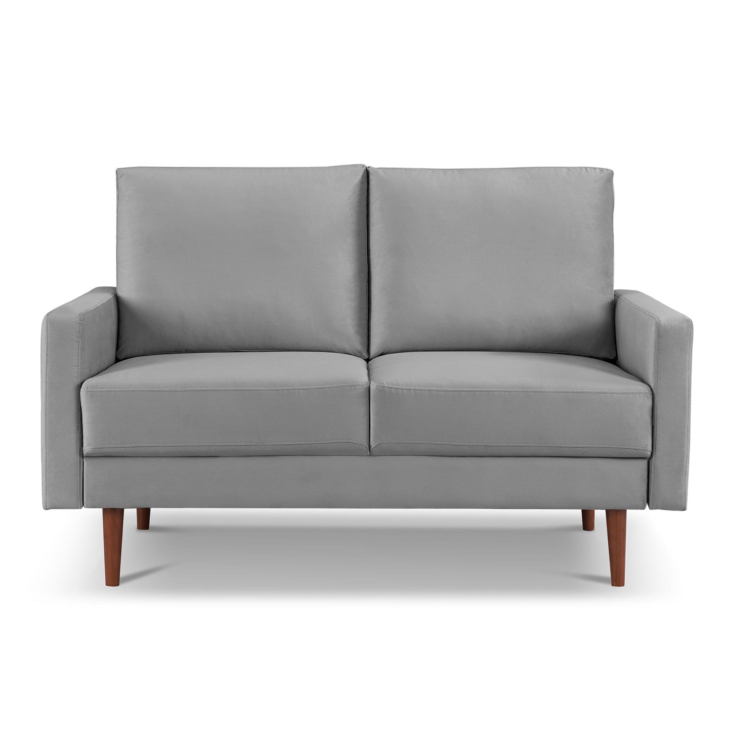 57" Gray And Dark Brown Velvet Loveseat-2