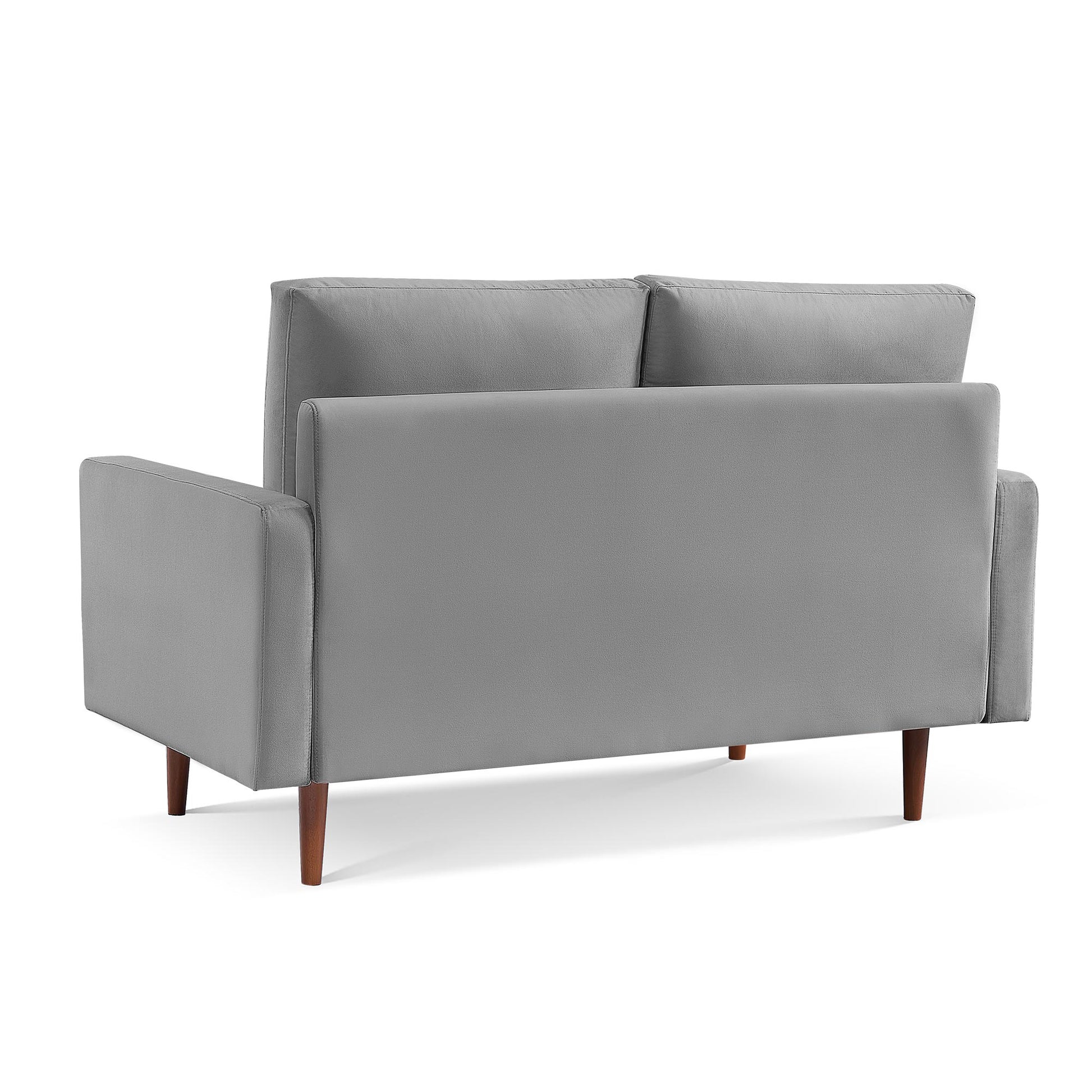 57" Gray And Dark Brown Velvet Loveseat-3