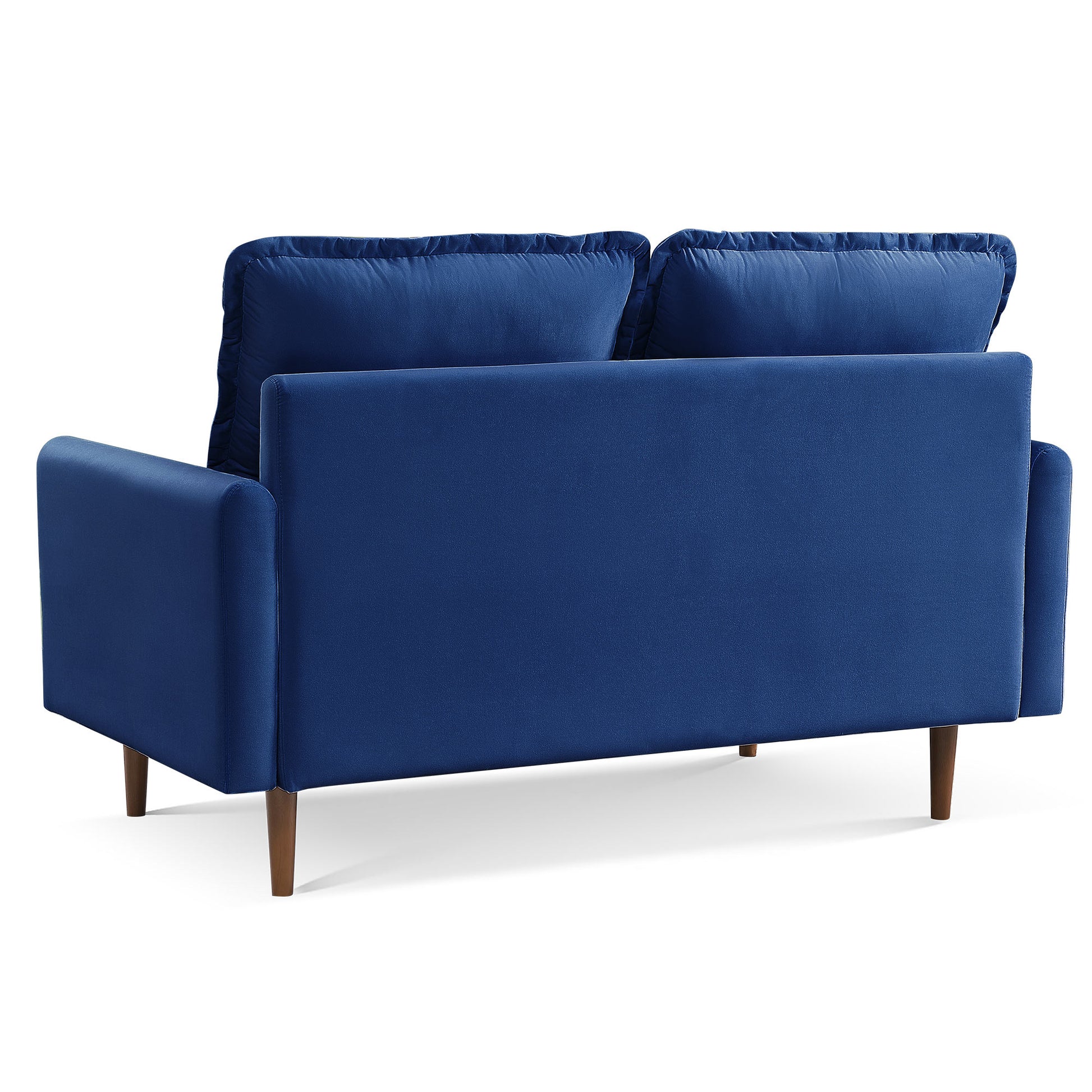 57" Blue And Dark Brown Velvet Loveseat-3