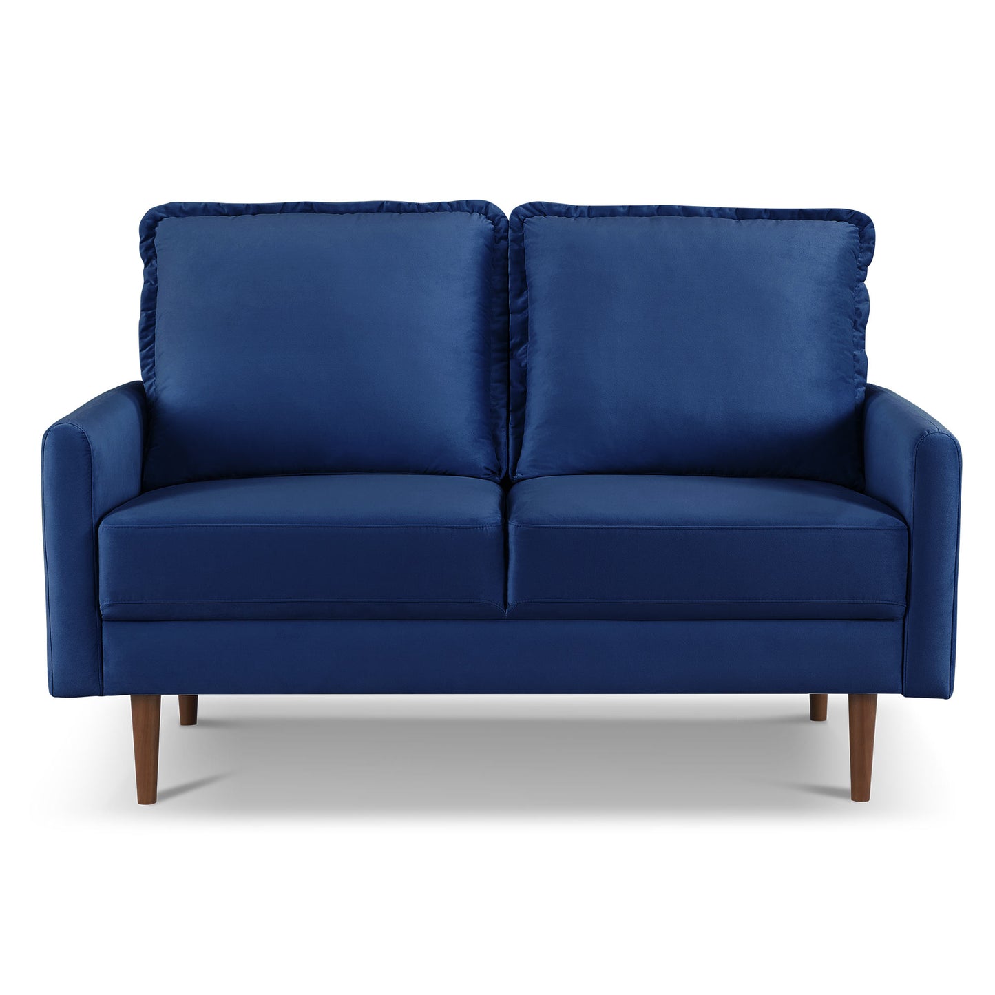 57" Blue And Dark Brown Velvet Loveseat-0