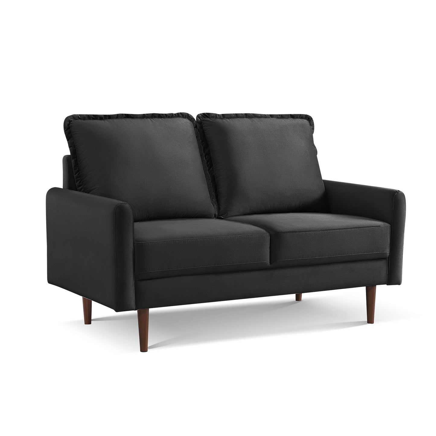 57" Black And Dark Brown Velvet Loveseat-0