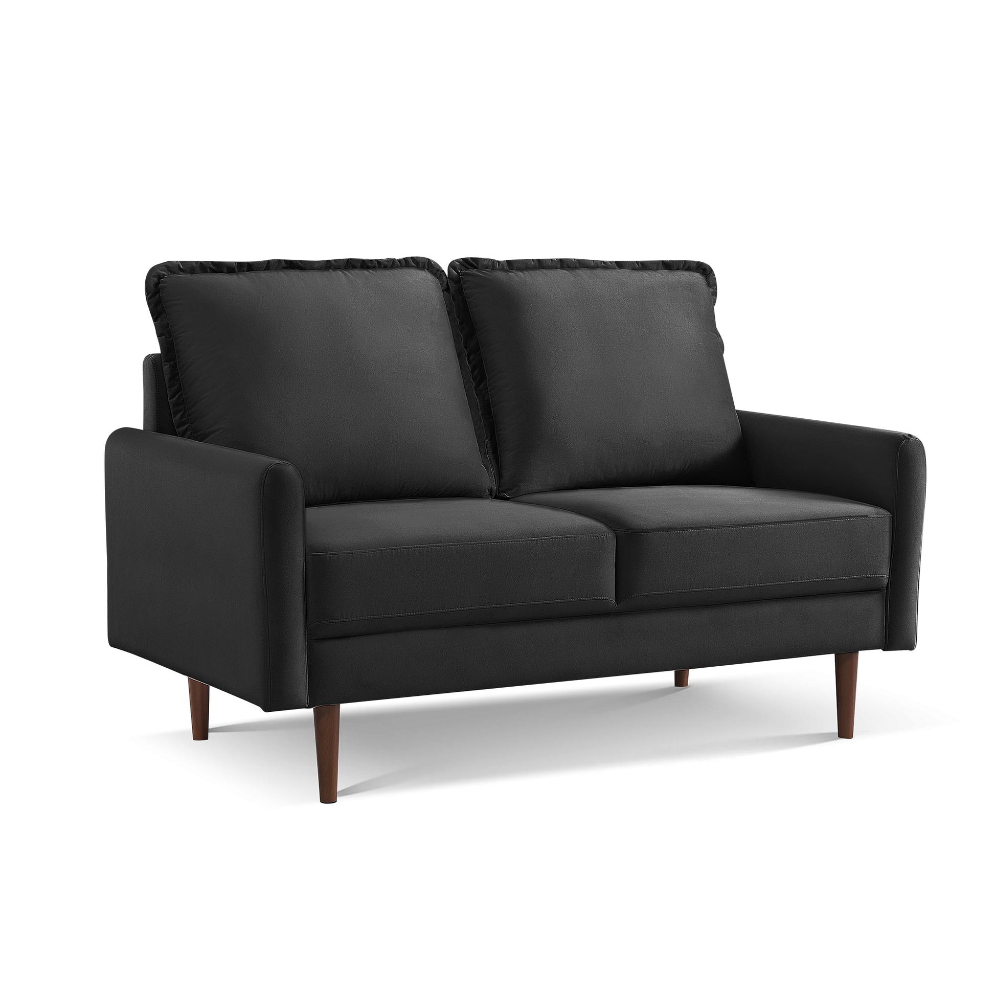 57" Black And Dark Brown Velvet Loveseat-0