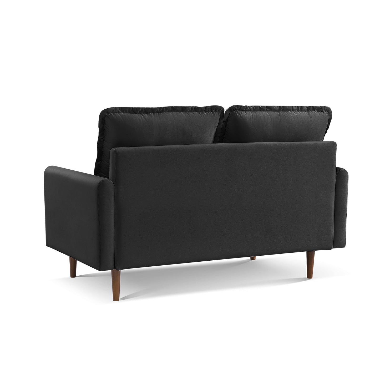 57" Black And Dark Brown Velvet Loveseat-3