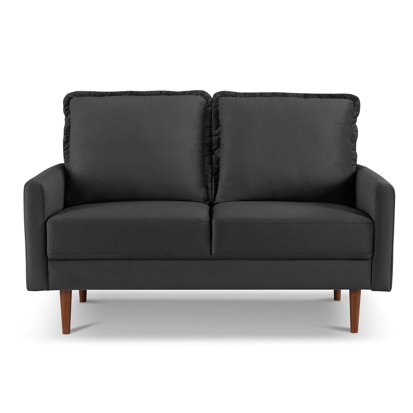 57" Black And Dark Brown Velvet Loveseat-2