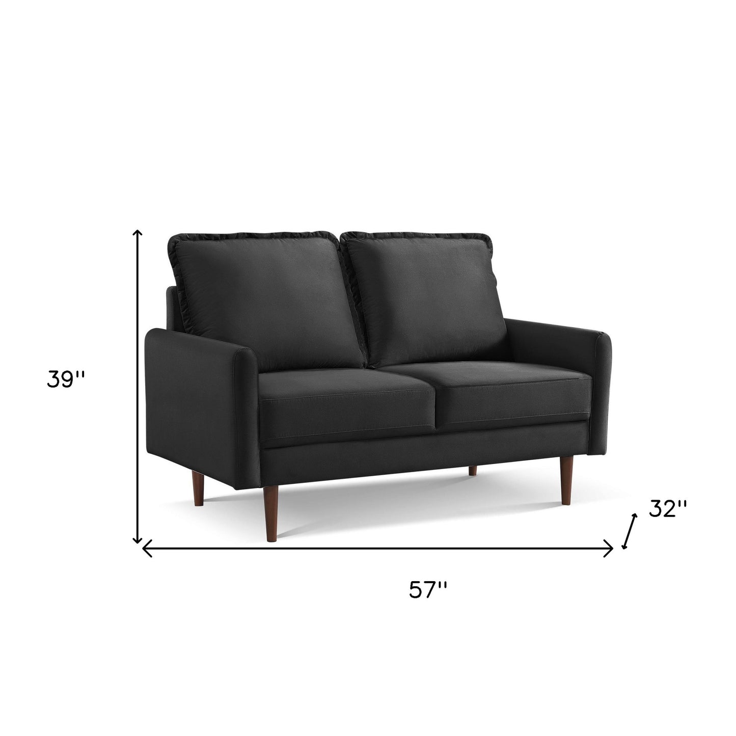 57" Black And Dark Brown Velvet Loveseat-5